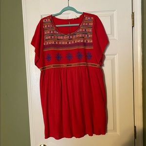 Entro red dress with Aztec embroidery size Women’s XL